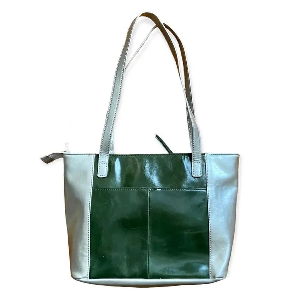 Aurielle Leather Silver & Green Purse